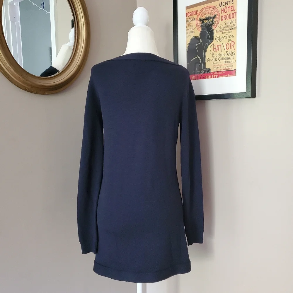Lela Rose Navy Blue Lace and Cashmere Blend Sweater Size Small